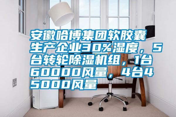 安徽哈博集團軟膠囊生產企業30%濕度，5臺轉輪除濕機組，1臺60000風量，4臺45000風量